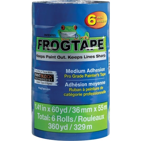 Duck Brand Painters Tape, 1-2/5"Wx60'L, 6 RL/PK, Blue PK DUC242750